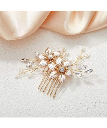 SWEETV Gold Bridal Hair Comb | Handmade Wedding Hair Clip & Accessories for Women - Buy Online on GoSupps.com
