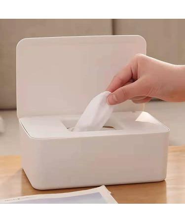 Baby Wipe Dispenser Holder, Baby Wipes Case, Baby Wipe Holder Keeps Diaper Wipes Fresh, Easy Open & Close Wipe Container (White)