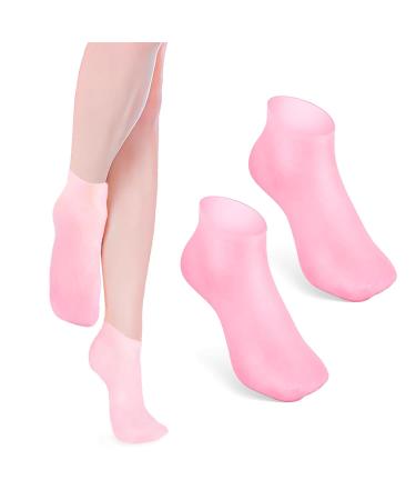 ZSTNPP 1 Pair Silicone Socks UK4-UK10 Pink Silicone Socks for Women Foot Spa Pedicure Silicone Socks Non-Slip Aloe Silicone Foot Socks for Moisturizing Exfoliating Foot Care Tools