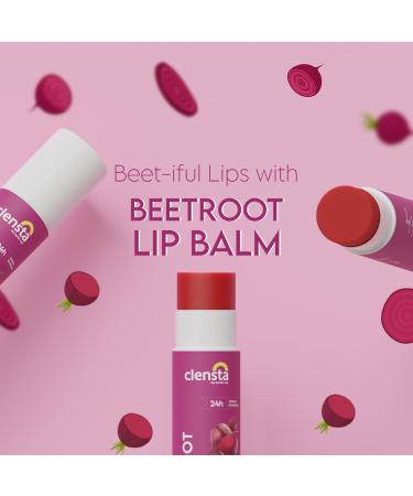 Clensta Beetroot Tinted Lip Balm | SPF 30 with Hyaluronic Acid | 24 Hour Hydration | Nourishing Lip Tint | Moisturizing Lip Balm for Dry & Cracked Lips | 0.16 Oz/4.5g - Buy Online on GoSupps.com