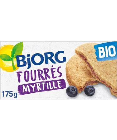 G n rique BJORG - Organic Blueberry Filled Biscuits - 175g - Delicious and healthy flavor - Ideal for diet snacks - Pack of 4