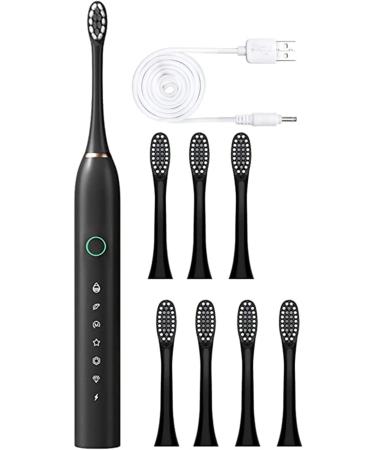 VALSEEL Sonic Electric Toothbrush for Adults - 8 Brush Heads, 6 Cleaning Modes, Smart Timer, IPX7 Waterproof - Rechargeable Travel Toothbrushes, Black - Buy Online on GoSupps.com