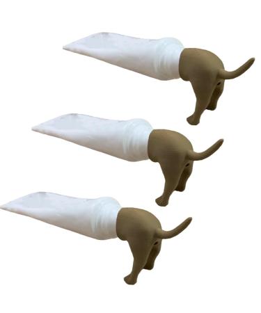 3 PCs toothpaste attachment figure tooth paste topper Poping dog butt tooth paste topper tube printer toothpaste donor dog butt toothpaste funny dog-internal form toothpaste lid (yellow-brown)