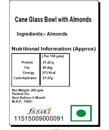 Ghasitaram Gifts Rakhi Gifts for Brothers Cane Glass Bowl with Almonds with Rudraksh Rakhi - Buy Online on GoSupps.com