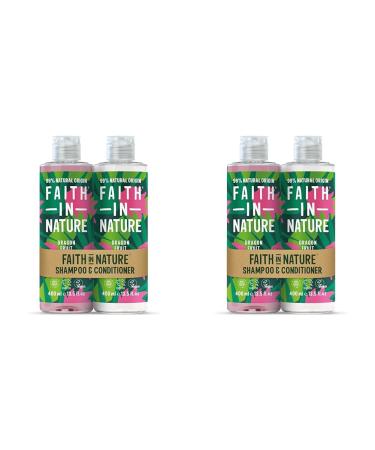 Faith In Nature Natural Dragon Fruit Shampoo and Conditioner Set Revitalising Vegan & Cruelty Free No SLS or Parabens For All Hair Types 2 x 400ml (Pack of 2) Dragon Fruit 2 count (pack of 2)