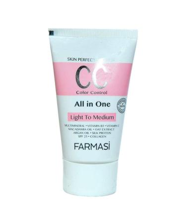 Farmasi CC Cream with Multi-Minerals | Natural Flawless Finish | Medium to Full Coverage | SPF 25 | All-Day Hold | 50 mL (Light to Medium) - Buy Online on GoSupps.com