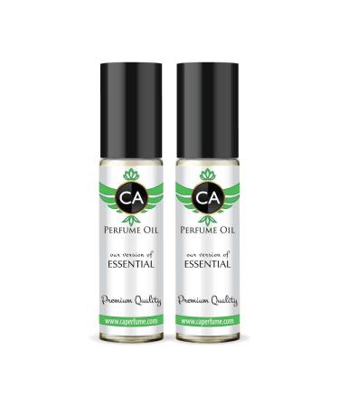 CA Perfume Impression of Essential For Men Replica Fragrance Body Oil Dupes Alcohol-Free Essential Aromatherapy Sample Travel Size Concentrated Long Lasting Attar Roll-On 0.3 Fl Oz-X2