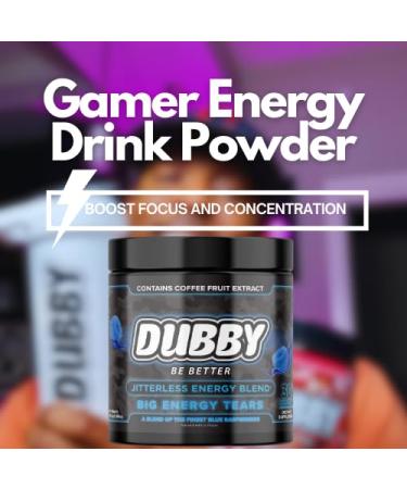 Dubby Gamer Energy Drink Powder - Sugar Free Jitter-Free Nootropic Energy Blue Razz Flavor 30 Servings - Boost Your Gaming Performance - Buy Online on GoSupps.com