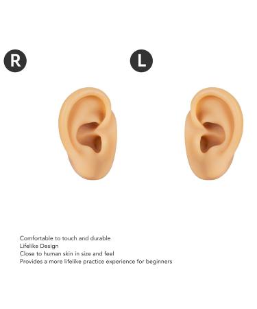 Ear Piercing Practice Model - Soft Silicone Lifelike Left Right Reusable Display for Earphones (Light Beige) - International Shipping Available - Buy Online on GoSupps.com