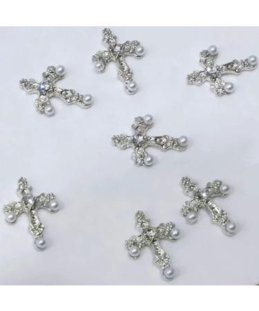 10pcs Silver Cross Nail Charms for Acrylic Nails | Retro 3D Punk Metal Nail Art Accessories | DIY Nail Decor for Women - Buy Online on GoSupps.com