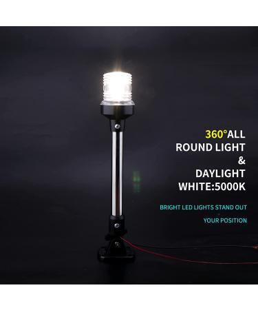 Marinexplore 12'' White LED Boat Stern Light - 3NM Anchor Light for Pontoon & Fishing Boats - 12-24V All Round Bimini Top Light - Buy Online on GoSupps.com