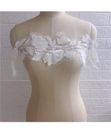 2 Pack Flower Lace Applique Patches for DIY Wedding Dress - White Embroidered Collar Material - Lace Fabric - Buy Online on GoSupps.com