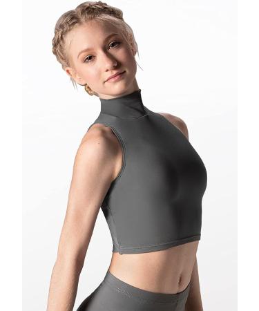 Balera Girls Crop Top Tank for Dance | Sleeveless Mock Neck Sports Bra with Criss Cross Strappy Back | Medium Black - Buy Online on GoSupps.com