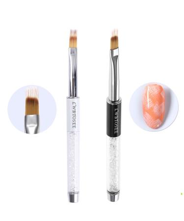 2pc Nail Ombre Brush Set for UV Gel Polish & Acrylic Nail Art Gradient Color Painting Pen with Rhinestone Crystal Detail - Buy Online on GoSupps.com
