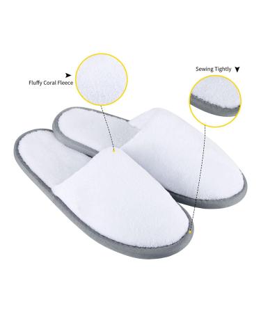 Spa Slippers, Closed Toe (6Pairs, Disposable Indoor Slippers, Fluffy Fleece, Padded Sole for Comfort- for Guests, Hotel, Travel Combo Size-6Pairs White