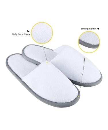 6 Pairs Combo White Spa Slippers Closed Toe - Disposable Indoor Hotel Slippers with Fluffy Coral Fleece for Comfort - Ideal for Guests, Hotels, and Travel - Buy Online on GoSupps.com