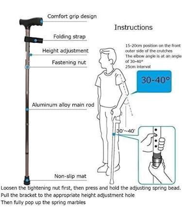 Cane Elderly Folding Walking Stick Lightweight Portable Aluminum Height Adjustable Walking Aid Crutches for Elderly Old Man Man Woman Male Female Disabled Inj Made in China Run forward - Buy Online on GoSupps.com