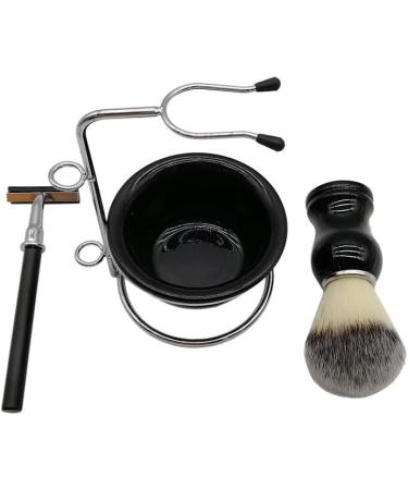 NSNT Exquisit Men's 4-in-1 Razor Brush Set - Fashionable Stainless Steel Beard Brush & Bowl Holder - 10x14.5cm Black - Buy Online on GoSupps.com