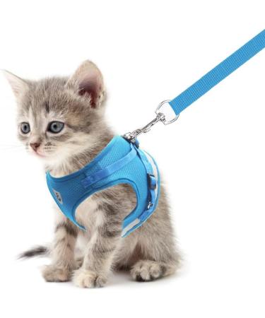 Meioro Adjustable Dog Harness with Leash - Soft Padded Reflective Vest for Small & Medium Dogs - Azure Blue Size L (41-46cm) - Buy Online on GoSupps.com