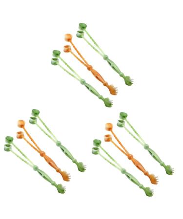 Frcolor 9 pc two -colored Tai Chi hammer back scratch Taphammer Massage portable body scratches back massage Self -massage hammer massage tab fitness equipment plastic scratch 40x3.4cmx3pcs orange greenx3st