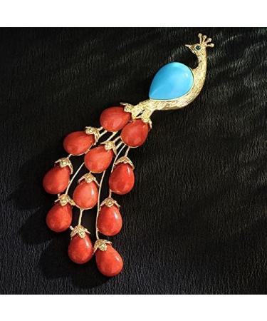 Pin Jewelry Gifts for Women Ladies Fashion Elegant Accessories Red Peacock Shaped Animal Brooch Luxury Wedding Banquet Brooch Accessories Brooches & Pins - Buy Online on GoSupps.com
