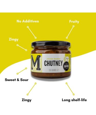 Manfood Spiced Mango Chutney 350g | Chunky pieces of mango | Pairs well with Indian food | Slow cooked | Made in the UK - Buy Online on GoSupps.com