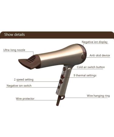 Hair Dryers Professional 2000W Household Ionic Technology 2 Speed 3 Heat with Collecting Nozzle Constant Temperature Nursing Technology Portable Folding for Household and Salon Black Small Gift - Buy Online on GoSupps.com