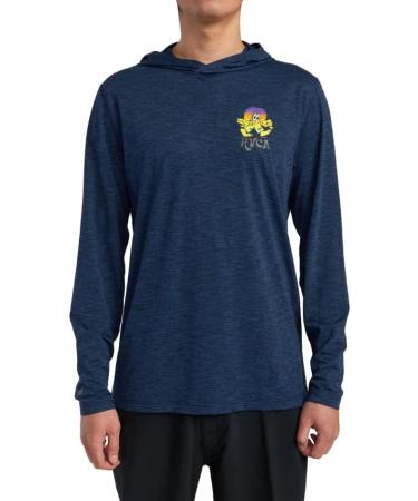 RVCA Men's Long Sleeve Hooded Surf Shirt - Rvca Print/Navy Heather Large - Buy Online on GoSupps.com