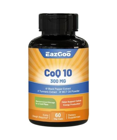 CoQ10 300mg Capsules Vegan Supplement for Energy Production Non-GMO Gluten Free - 60 Veggie Capsules 60 Count (Pack of 1)