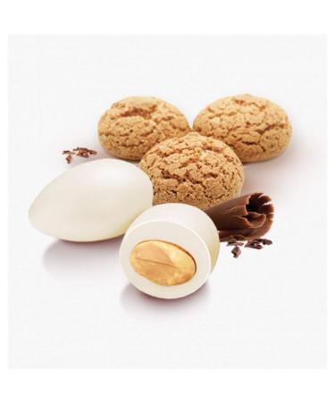 Confetti Papa Confetti Papa | AMARETTO Chocolate and Almond Confetti | White Colour | Gluten Free Dragons and Vegetarian Diet | Kosher Certificates | 500g Packaging