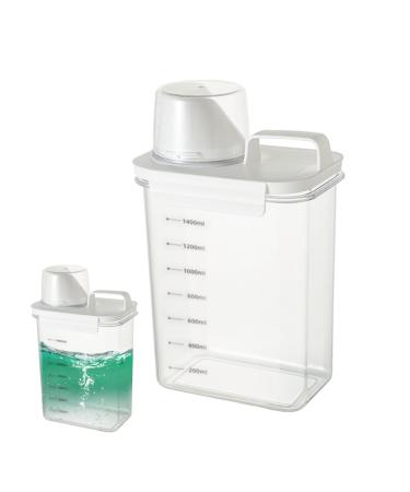 Laundry Detergent Dispenser 1800ml Clear Airtight Washing Powder Dispenser with Scale and Cup Detergen Box for Solid Liquid Washers 1800ml With Scale