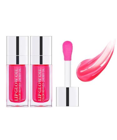 Yaper 2 Pcs Plumping Lip Oil Long Lasting Hydrating Lip Gloss Tinted Lip. (015-Cherry)