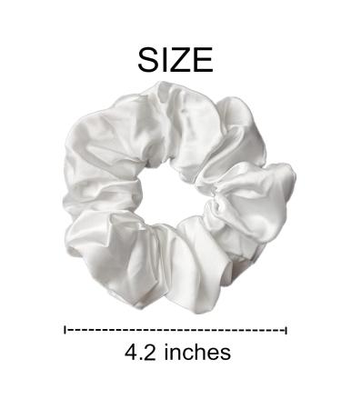 Satin Silk Hair Scrunchies Set - 6 Pcs Soft Hair Ties & Accessories for Women and Girls | 4.2 Inch Pure White Hair Bands - Buy Online on GoSupps.com