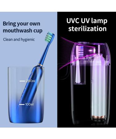 Sonic Electric Toothbrush Set | UV-C Cleaning, Air-Drying | 6 Brush Heads, Travel Case | 41000 VPM, 4 Modes, 3 Intensities | 90 Days Battery Life | Blue - Buy Online on GoSupps.com