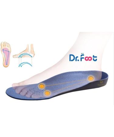 Dr. Foot Full Orthotics Shoe Insoles - Arch Support Inserts for Flat Feet, Over-Pronation, Fallen Arch - Men's 7.5-9 | Women's 8.5-10 (M-W8.5-10 | M7.5-9) - Blue & Black - Buy Online on GoSupps.com