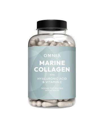 Omnia Marine Collagen Capsules 1200mg Premium Skin Hair & Nail Health Support for Women & Men Enriched with Type I Collagen Hyaluronic Acid & Vitamin C High-Potency Formula UK Made 60 Capsules 60 count (Pack of 1)