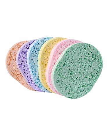 6 PCS Colorful Wash Face Sponge Facial Cleansing Sponge Face Makeup Wash Pad Oval Shape Cleaning Sponge Powder Puff(Color Random)