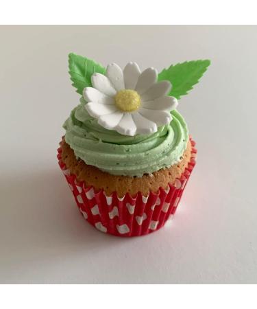 Holly Cupcakes 6 Beautiful Sugar Daisies & 12 Pretty Edible Wafer Leaves - Buy Online on GoSupps.com