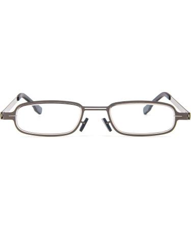 Cokobin Ultra-Light Reading Glasses - Metal Frame Ultra-Thin Visual Aid Full Frame Includes Glasses Case - 1 Diopter for Men & Women (Gray) - Buy Online on GoSupps.com