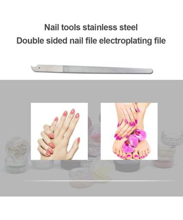 Dajidafu Nail Files Diamond Nails File Stainless Steel Fine Gravel for Surface Manicure Tools with Curved Tip Comfortable Hold Pedicure - Buy Online on GoSupps.com