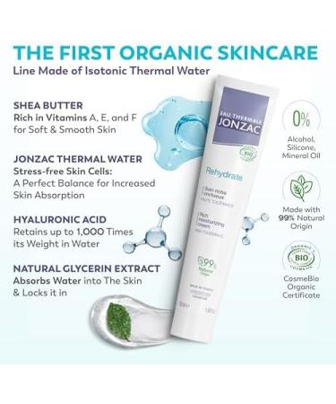 Eau Thermale Jonzac | Rich Creamy Care - Rehydrate | 24h Hydration - Protects | Hydration Activator | Normal to Dry Skin | Hyaluronic Acid | 99% Natural Origin | Pack of 2x50 ml - Buy Online on GoSupps.com