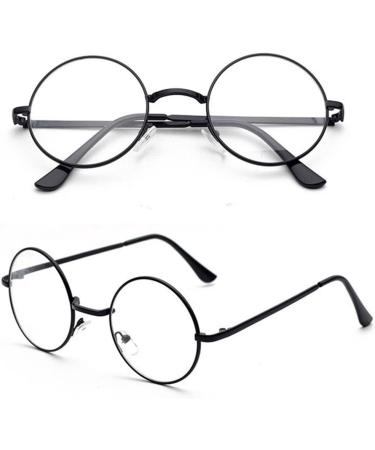 Trixes Round Glasses - Beatles Retro 60s Style Clear Lens Cosplay Accessory - Vintage Black Geek Glasses for Parties - Buy Online on GoSupps.com