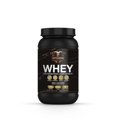 VITANOW NUTRITION Whey Protein Sugar Free Natural and Artificial Flavor 907G 28 Servings (Vanilla Milkshake)