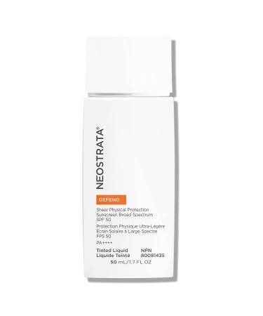 NEOSTRATA Sheer Physical Protection Sunscreen Broad Spectrum SPF 50 Tinted Matte Finish with Zinc Oxide and Titanium Dioxide  1.7 fl. oz.
