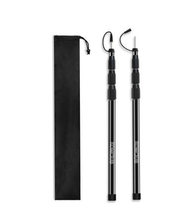 KOMCLUB Telescoping Tarp Poles Adjustable Tent Poles for Tarp Heavy-Duty Design Portable & Lightweight Fiberglass Tent Poles for Shelter Camping Awning 4 Sections Adjustable to 98.51 in(Set of 2) 4 Section - Black