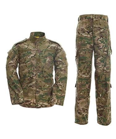 LANDUNSI Mens Multicam Jacket & Tactical Pants Military Uniform ACU Set Airsoft Combat Shirt Hunting Paintball Pants Cp X-Large
