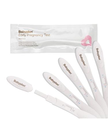 5 x Pregnancy Test Midstream Babyplan- Early Pregnancy Tests - (HCG 10mIU Very Sensitive- Early Detection) - Hygienic Pregnancy. Test for Baby Planning - Easy to Use Long Stick 5 Count (Pack of 1)
