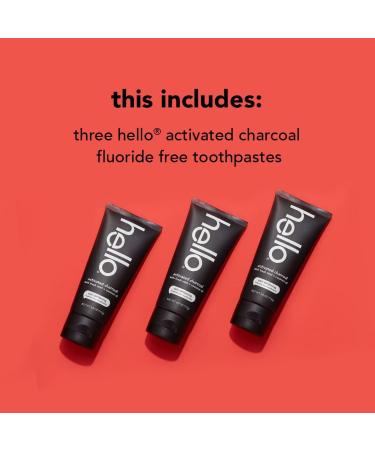 Hello Activated Charcoal Toothpaste - 4 OZ (3 Tubes) | Whitening & Natural Oral Care - Buy Online on GoSupps.com