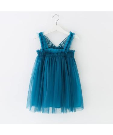 PythJooh Baby Girl Tulle Dress | Sleeveless Butterfly Wings Tutu Dress | 18-24 Months | Peacock Blue - Buy Online on GoSupps.com