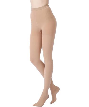MGANG Waist High Compression Pantyhose | 15-20mmHg | Closed Toe | Firm Support for Varicose Veins, Edema, Swelling | Nursing | Beige Medium - Buy Online on GoSupps.com